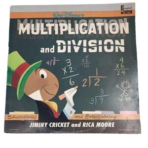 Vintage Disney Multiplication &‎ Division Vinyl Record Jiminy Cricket Circa 1969